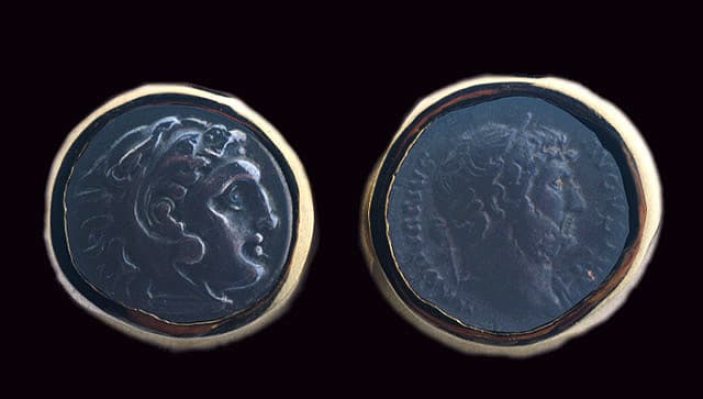 Silver Coin of King Alexander the Great & a Coin of Emperor Hadrian, 336 BCE - 323 CE