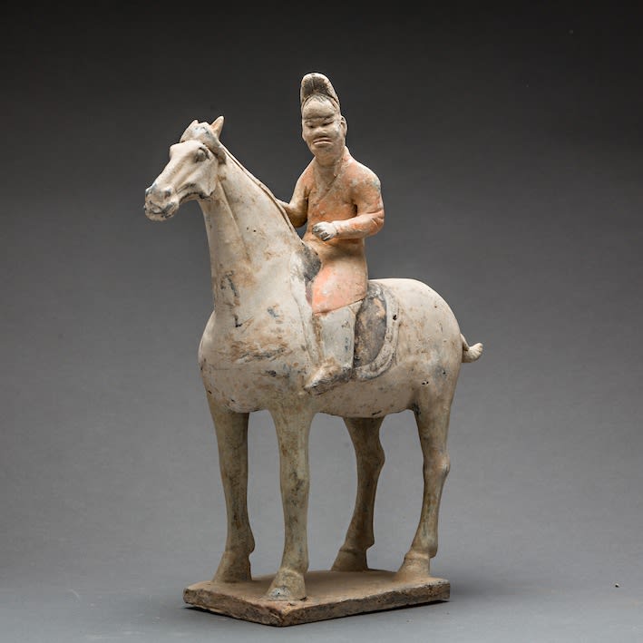 Tang Processional Set of Eight Polychrome Horse and Riders, 618 CE - 906 CE