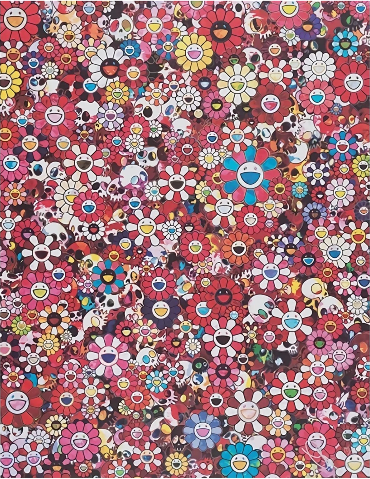 Takashi Murakami, Pink Skulls & Flowers, 2016