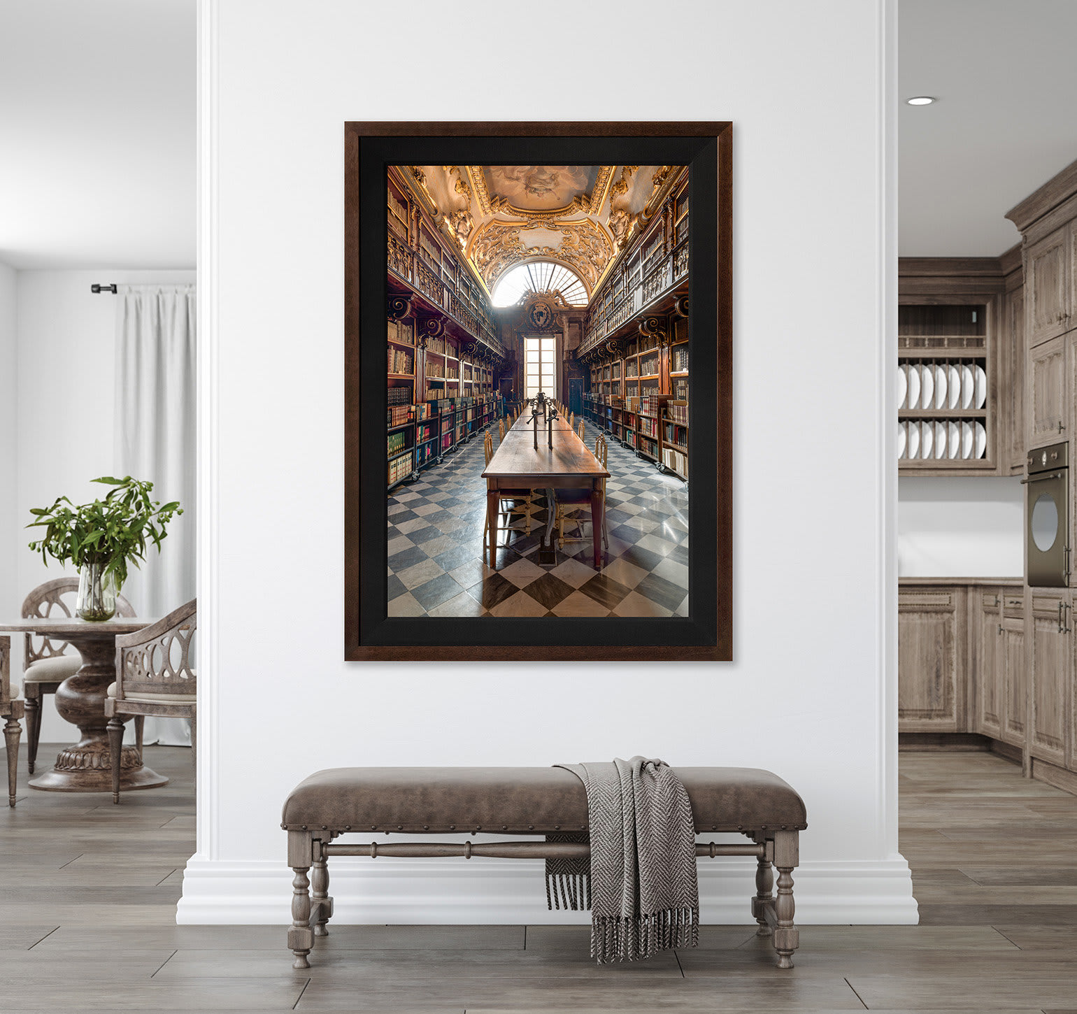 Mario Basner, Biblioteca Riccardiana, Classic Brown Frame, Black Liner