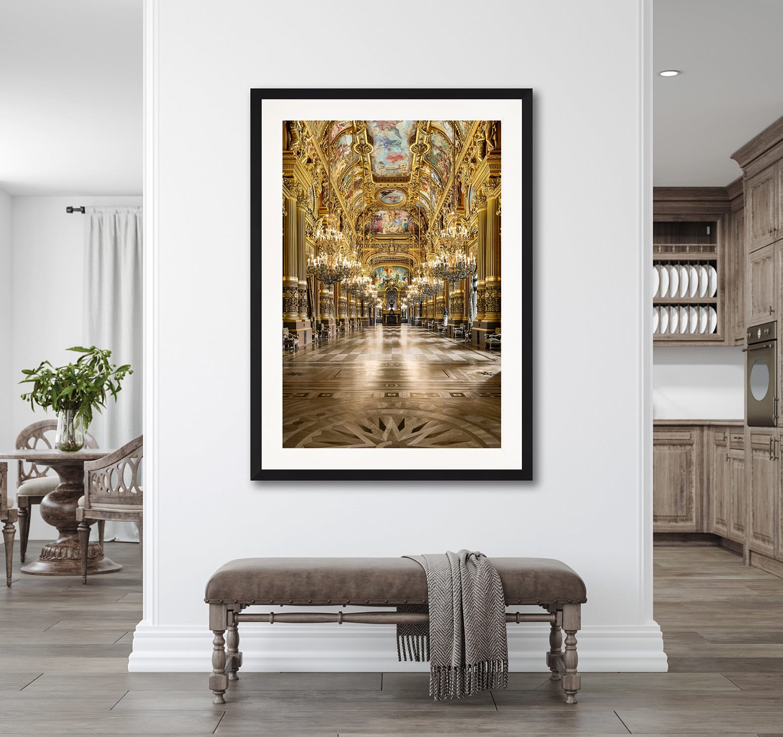 Mario Basner, Palais Garnier Grand Foyer, Classic Black Frame, White Liner