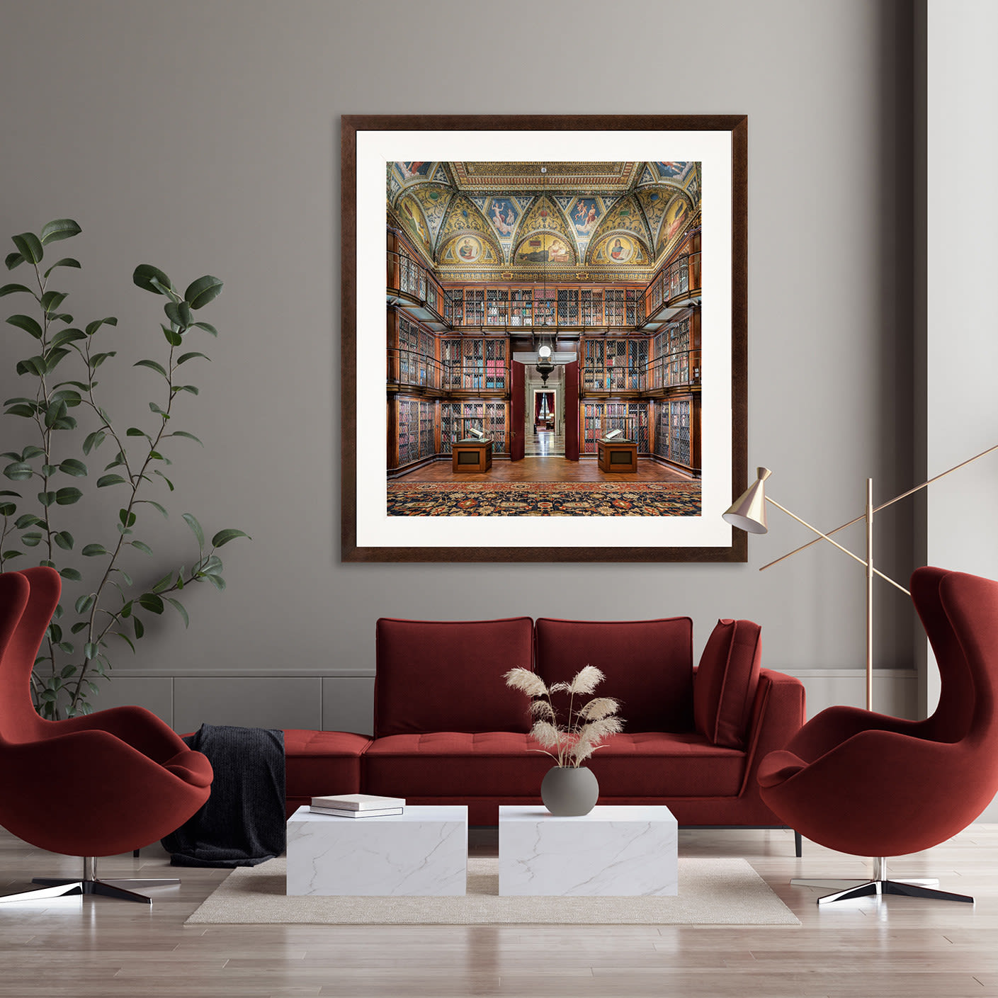Mario Basner, Morgan Library I, Classic Brown Frame, White Liner
