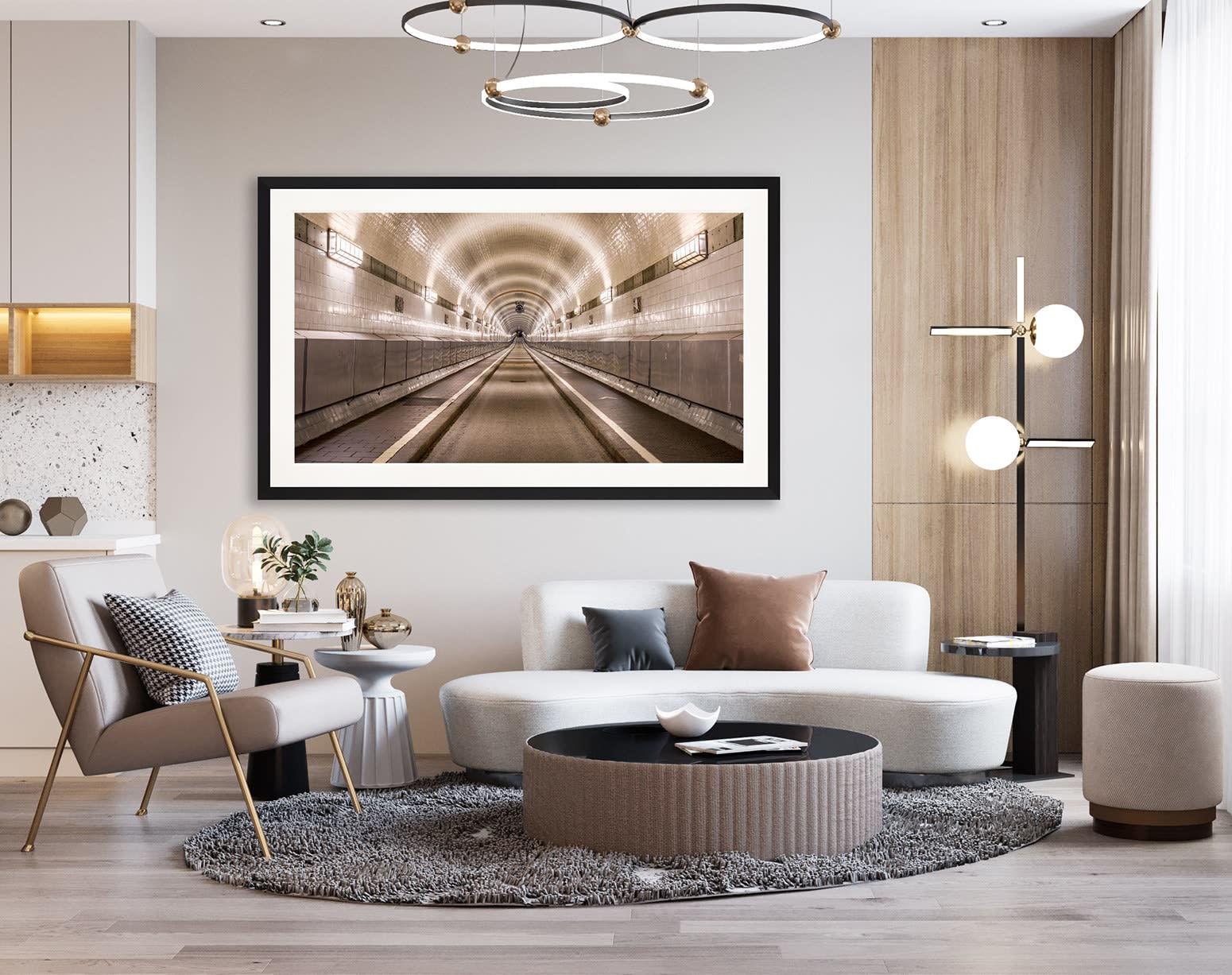 Mario Basner, Elbtunnel, Classic Black Frame, White Liner