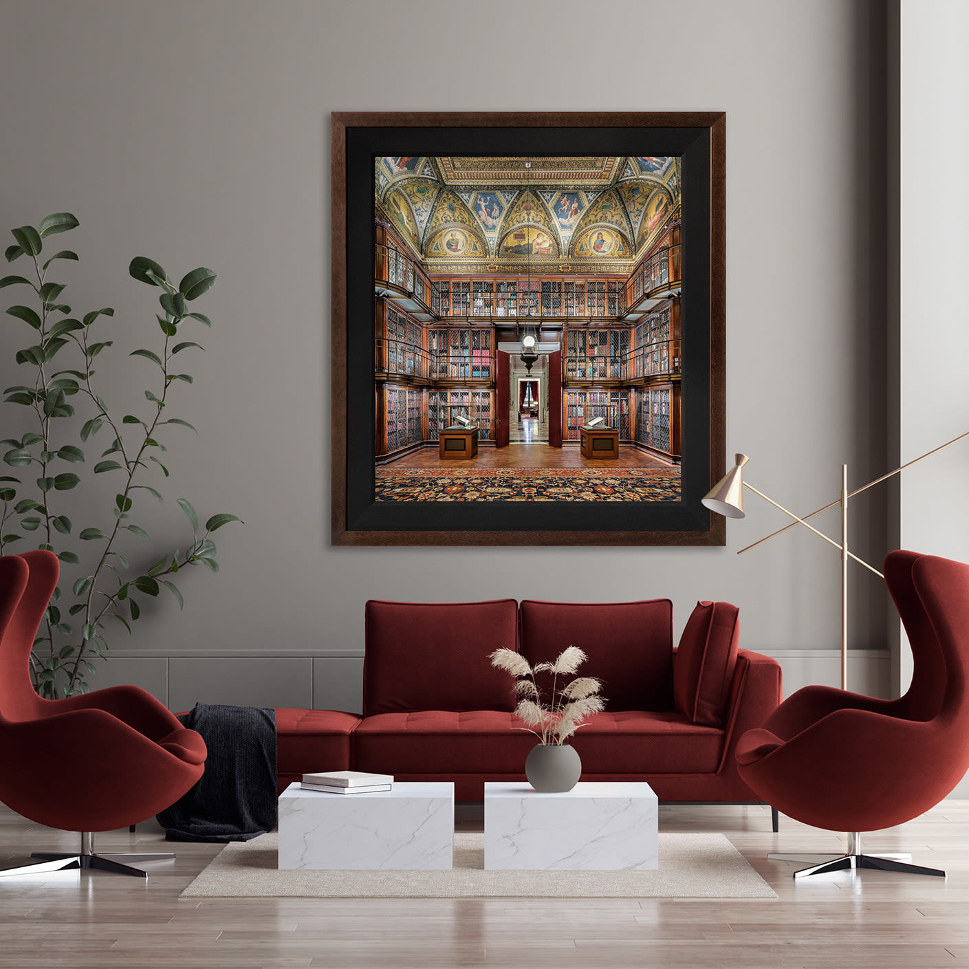 Mario Basner, Morgan Library I, Classic Brown Frame, Black Liner