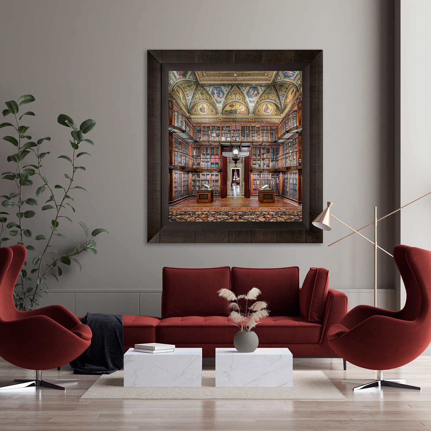 Mario Basner, Morgan Library I, Tabacchino Frame, Dark Ash, Black Liner