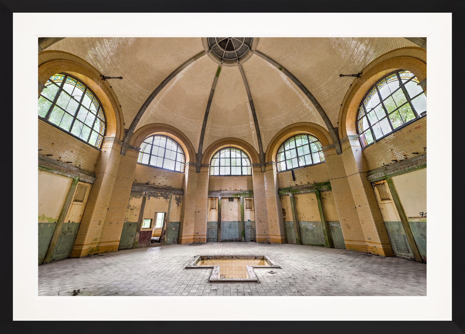 Mario Basner, Bathhouse, Classic Satin Black Frame, White Liner