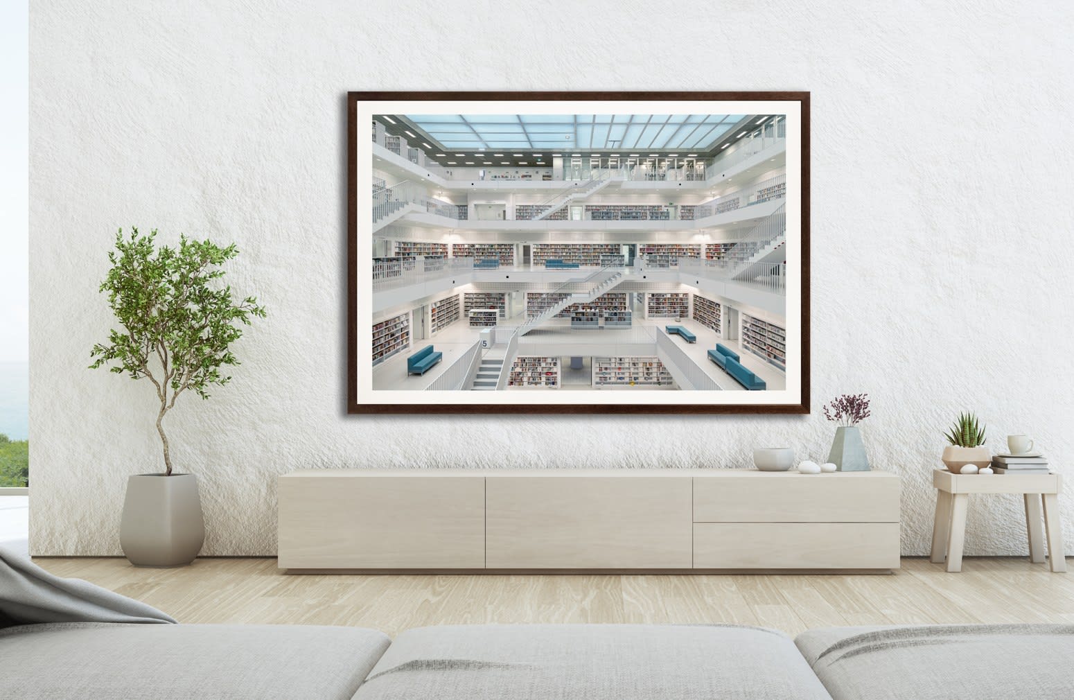Mario Basner, Stuttgart City Library, Classic Brown Frame, White Liner, 2022