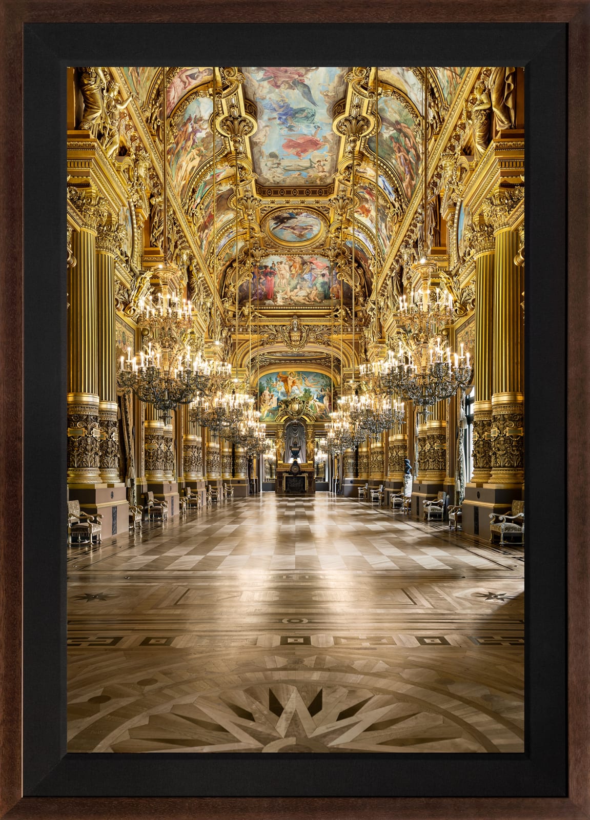 Mario Basner, Palais Garnier Grand Foyer, Classic Brown Frame, Black Liner