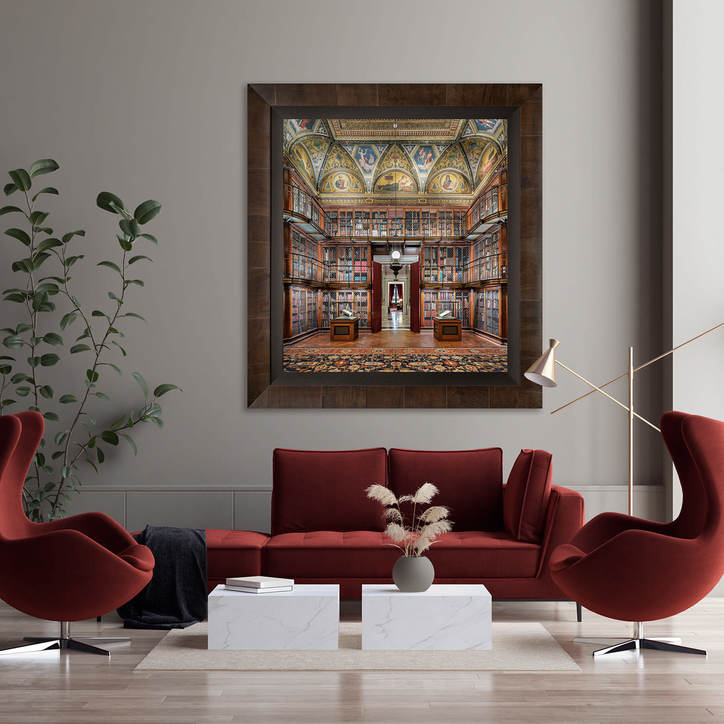 Mario Basner, Morgan Library I, Tabacchino Frame, Cigar Leaf, Black Liner