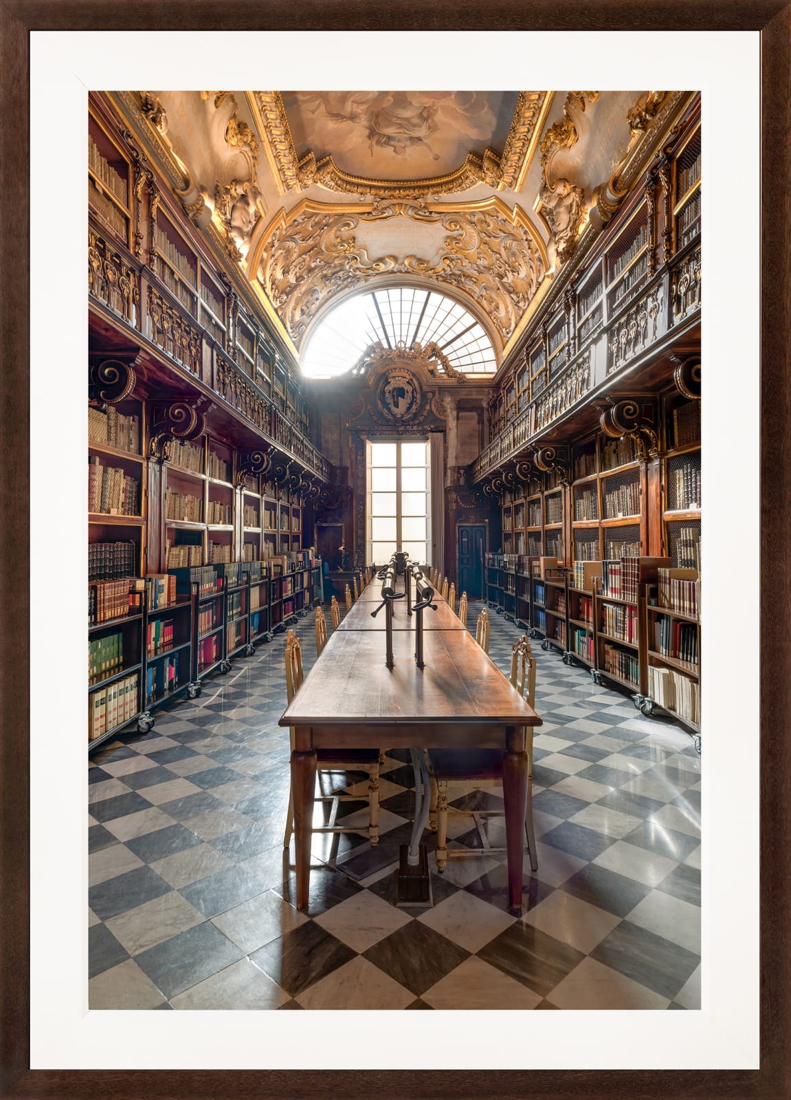 Mario Basner, Biblioteca Riccardiana, Classic Brown Frame, White Liner