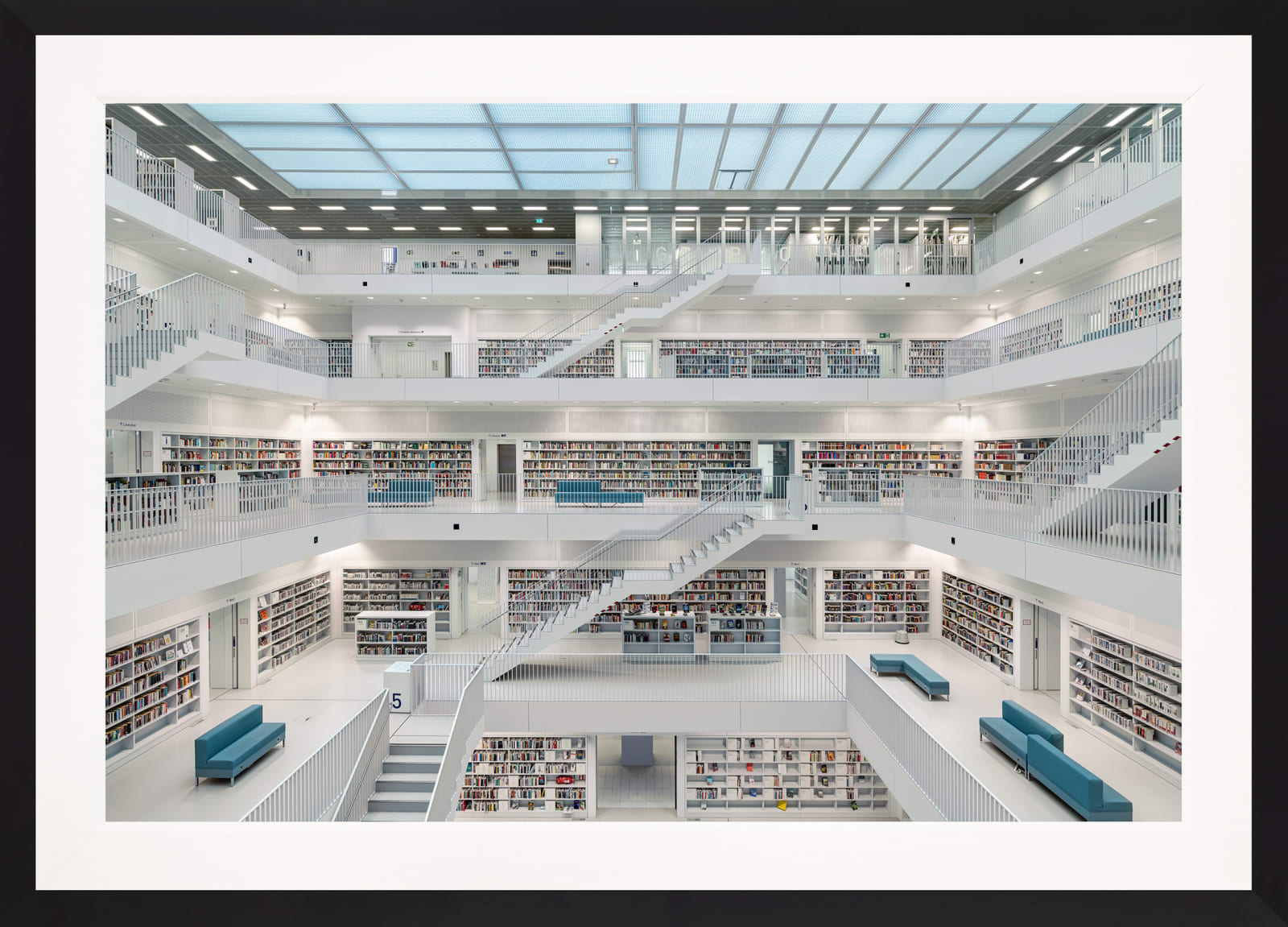 Mario Basner, Stuttgart City Library, Classic Black Frame, White Liner, 2022