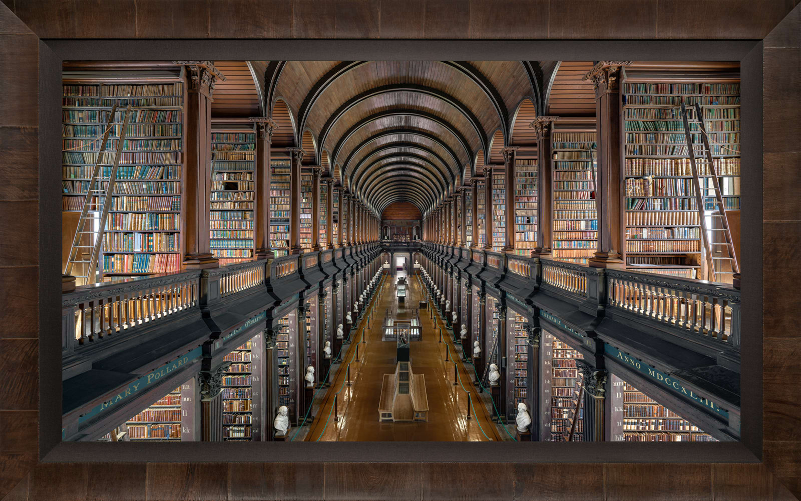 Mario Basner, Trinity College Library I, Tabacchino Frame, Cigar Leaf, Black Liner