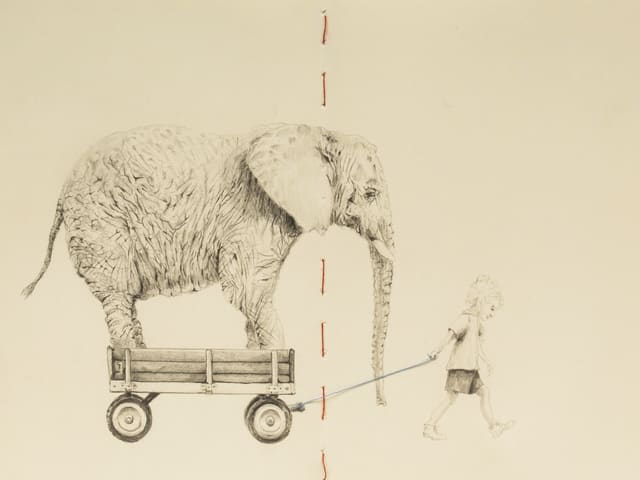 Carlos Alarcón, Paradox Series - Heavy Load (elephant and child), 2021