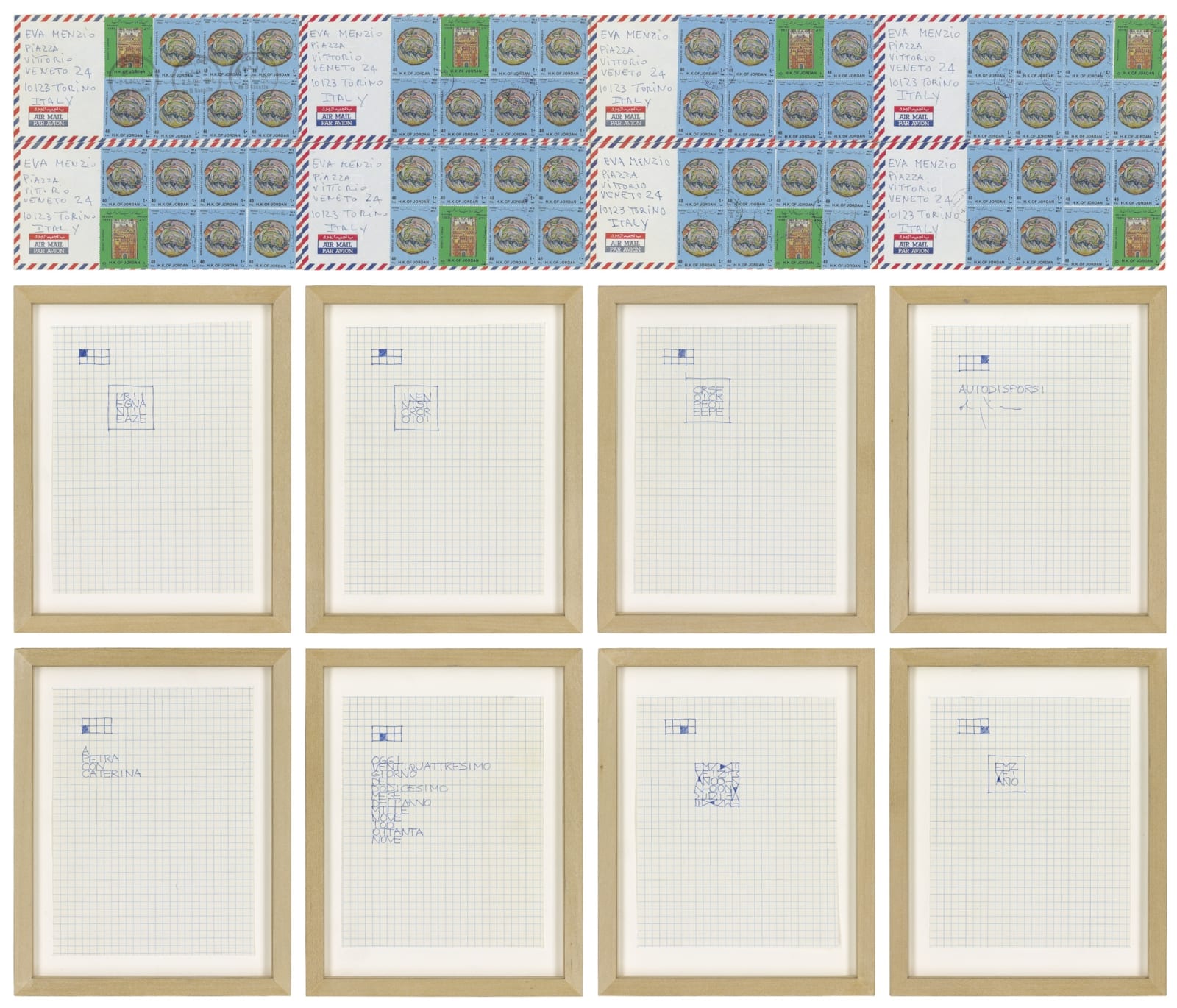 Alighiero Boetti, Lavoro Postale (Autodisporsi), 1989