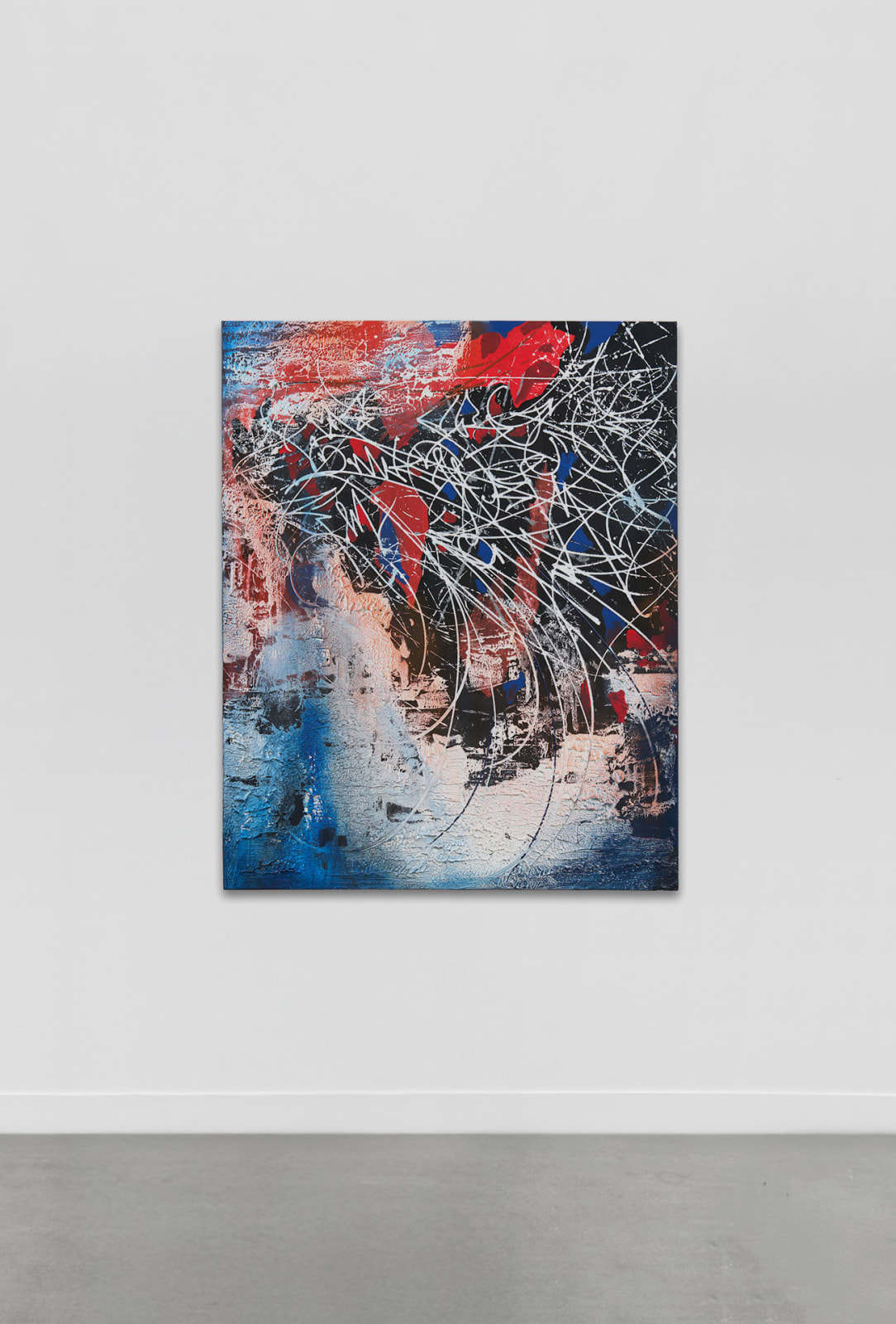 José Parlá, Negro, Rojo, Blanco, Azul, 2025