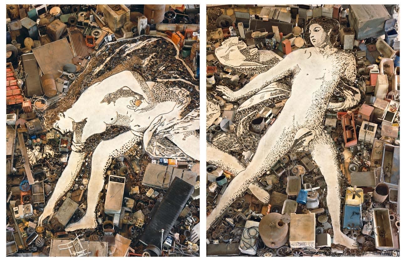 Vik Muniz, Atalanta and Hippomenes, after Guido Reni (diptych) (Pictures of Junk), 2005