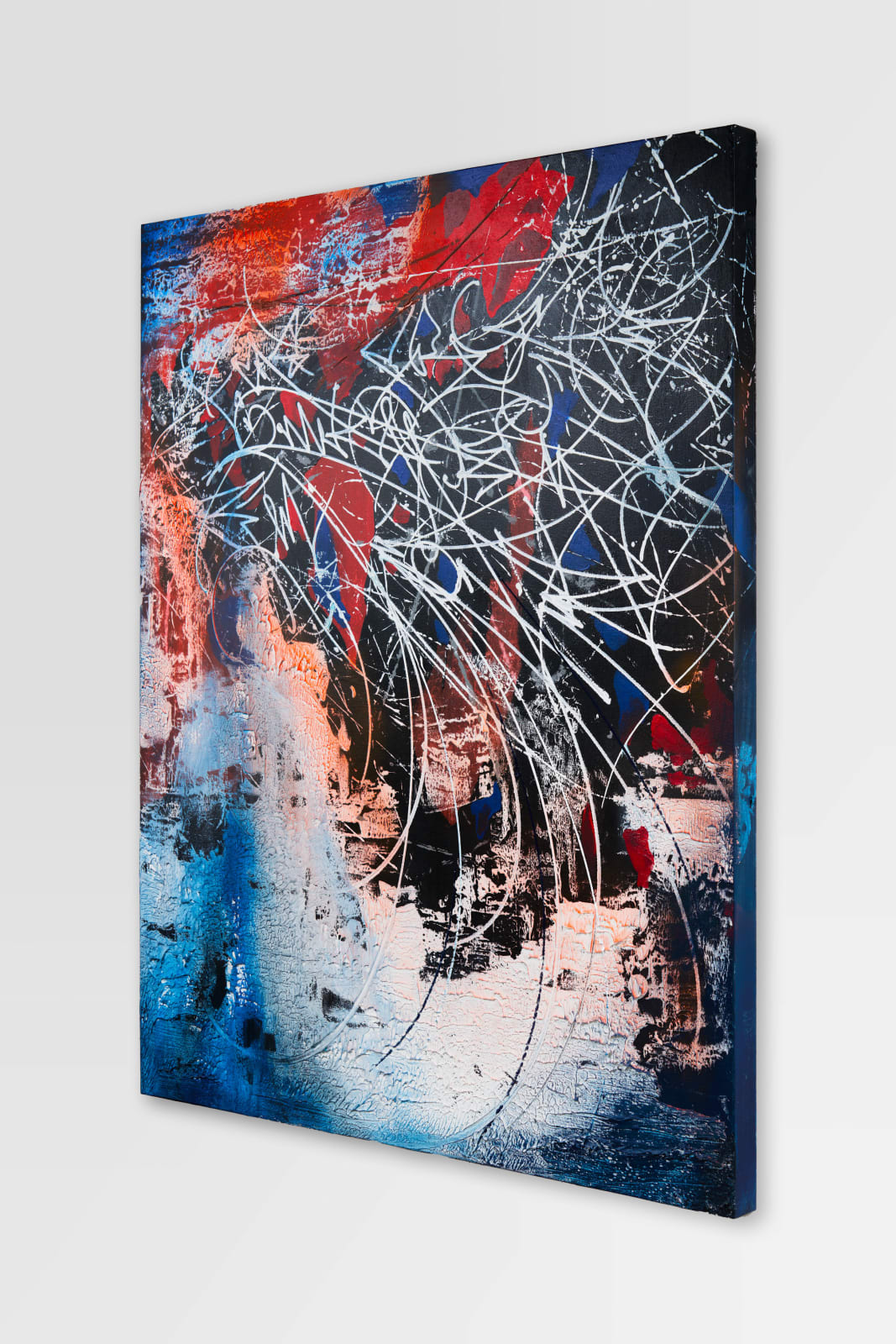 José Parlá, Negro, Rojo, Blanco, Azul, 2025