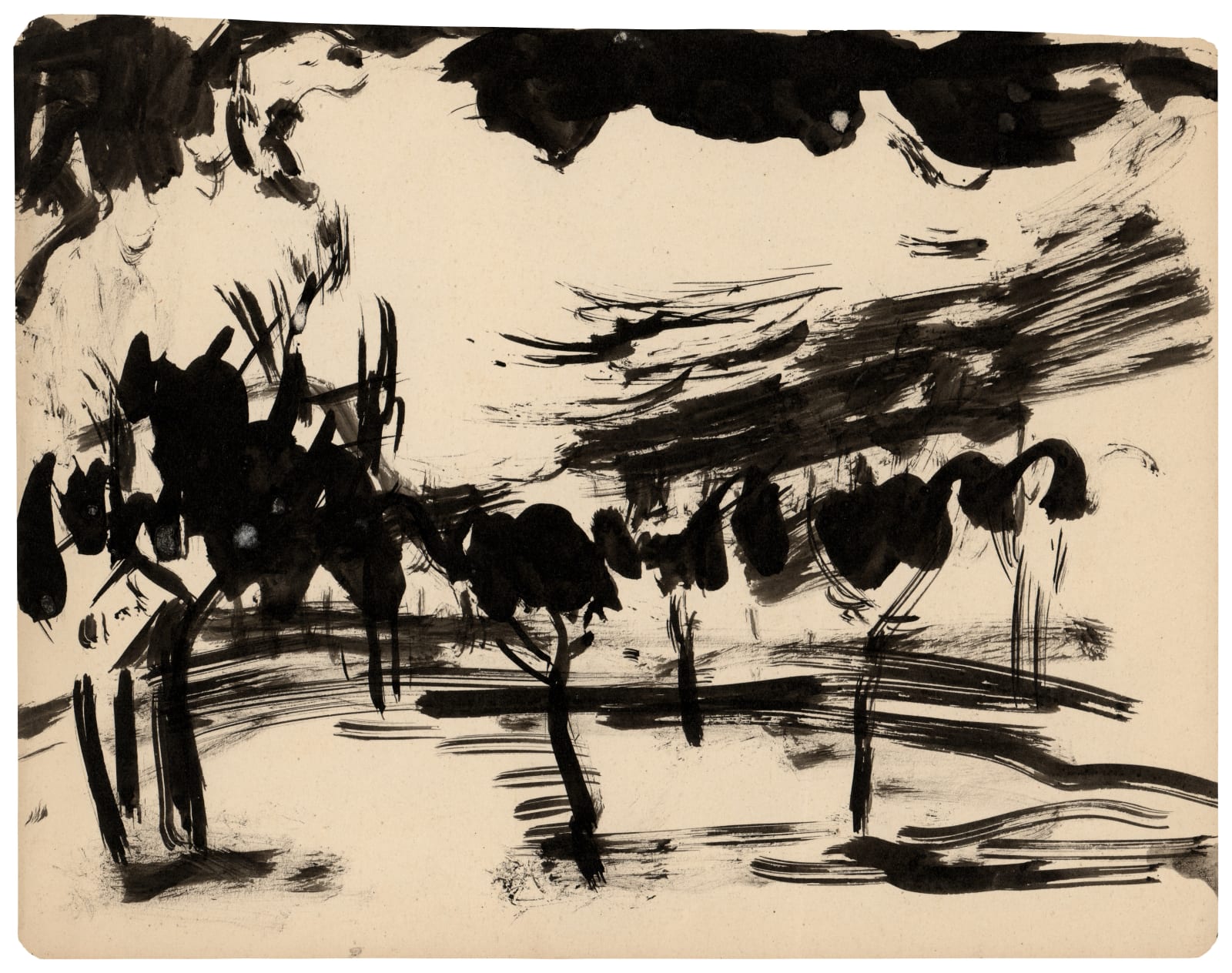 Franciszka Themerson, Trees and stormy sky (9) , 1933