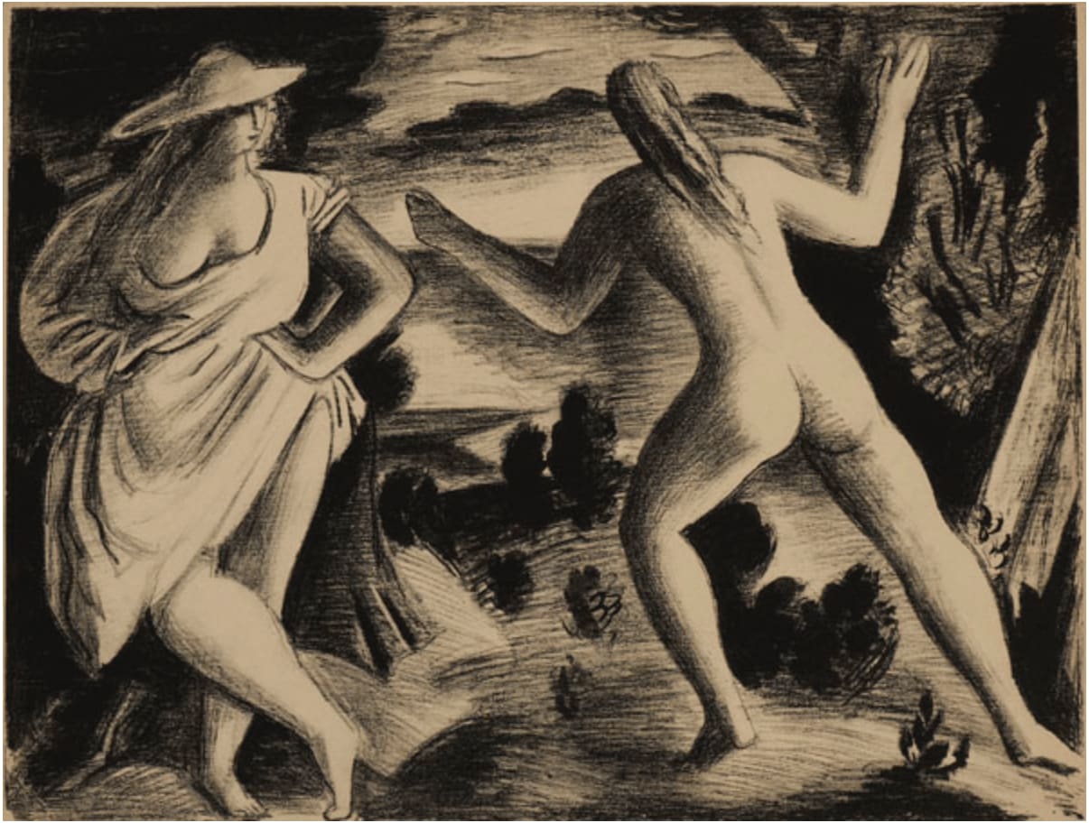 Bernard Meninsky, Bathers in a Landscape, c. 1930s-40s