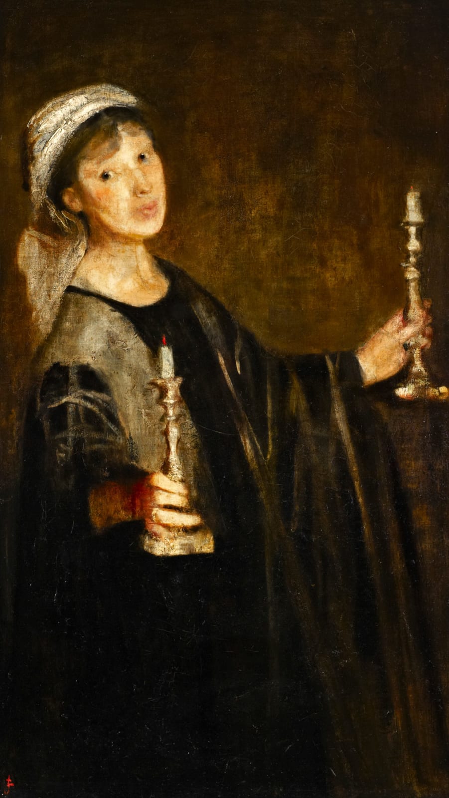 Lily Delissa Joseph, Self-Portrait with Candles (aka A Portrait of The Painter), 1895