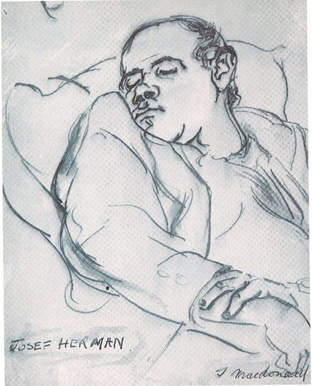 Tom Macdonald, Josef Herman asleep - Glasgow 1942