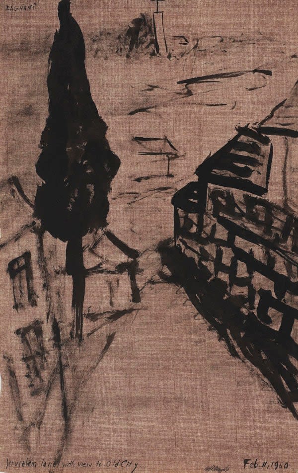 Arnold Daghani, Jerusalem Lane with View to Old City, 1950