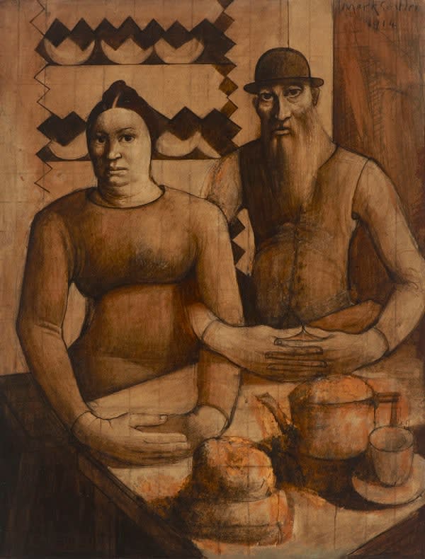 Mark Gertler, Rabbi and Rabbitzin, 1914