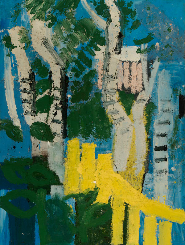 Joash Woodrow, White Trees and Yellow Fence, 1980