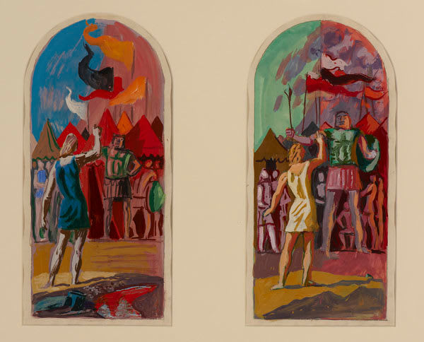 Hans Feibusch, David and Goliath (green)