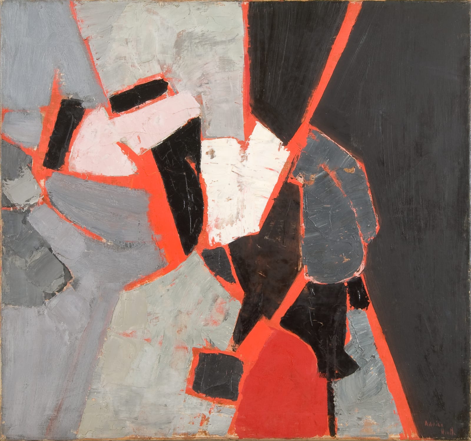 Adrian Heath, Composition: Red, Black and Grey, 1958