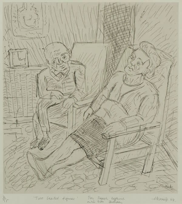 Leon Kossoff, Two Seated Figures, 1982