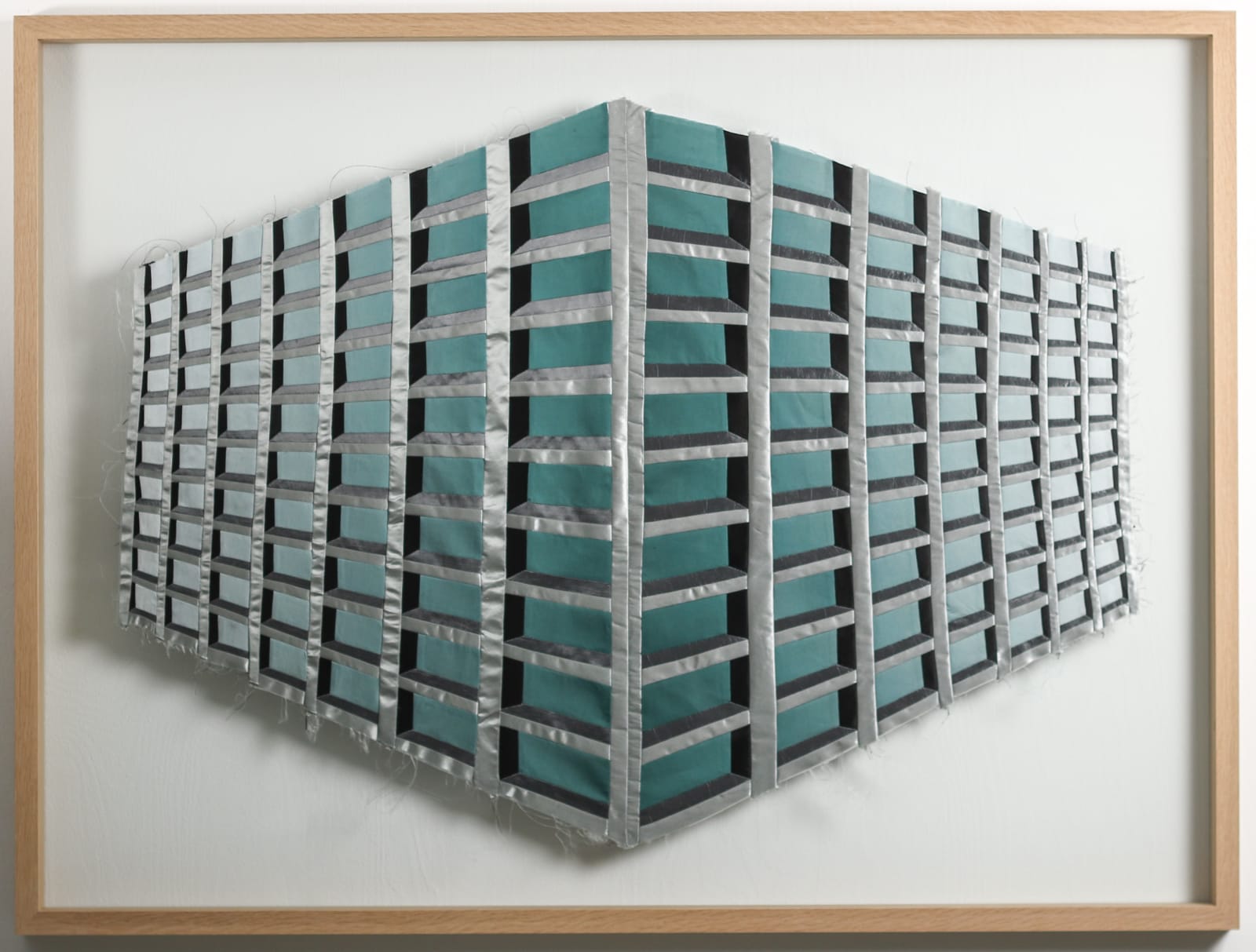 Inger Bergström, Perspective of Glossy Fabrics, Tinted Blue, Mirrored, 2021