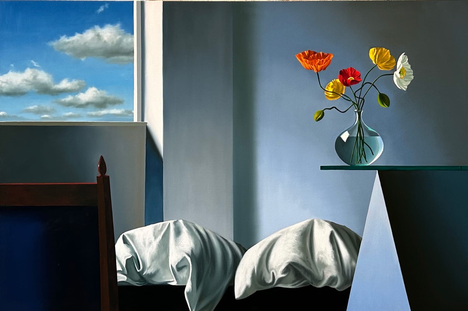 Bruce Cohen, Interior with Bed and Poppies, 2024