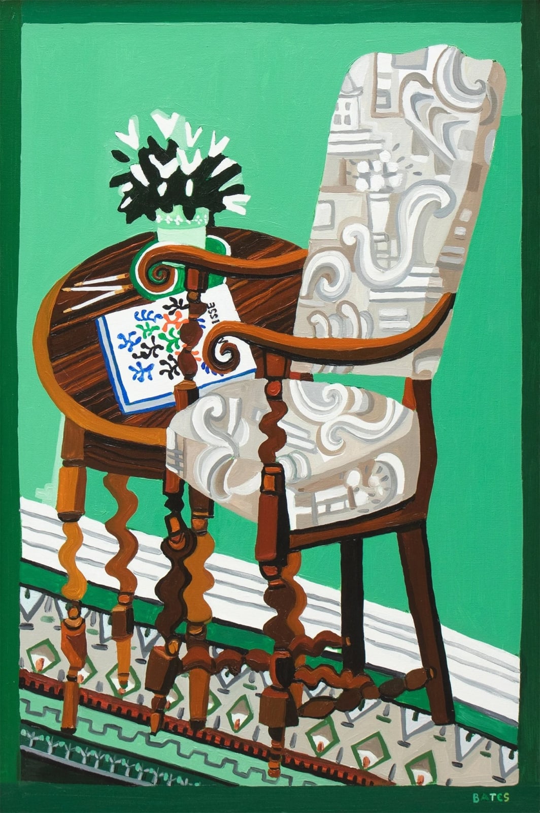 David Bates, Armchair and Table, 2019