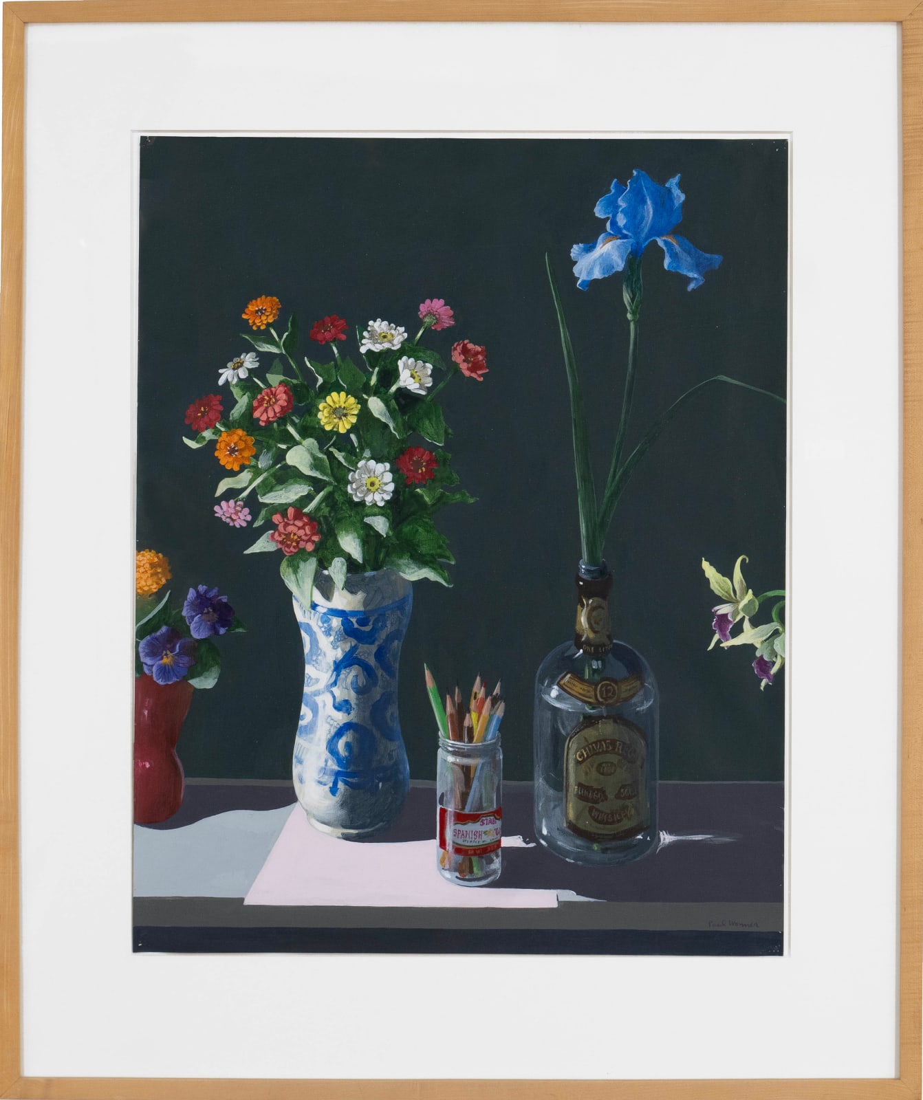 Paul Wonner, Study of Flowers and a Jar of Pencils, 1985-86