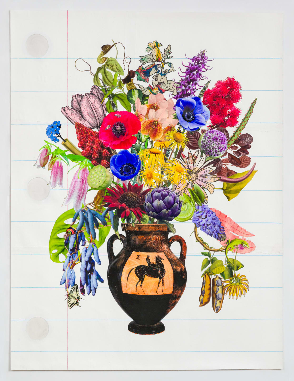 Jane Hammond, Greek Equestrian Amphora with Anemones, Elephant Head Orchid and Bull’s Eye Beans, 2025