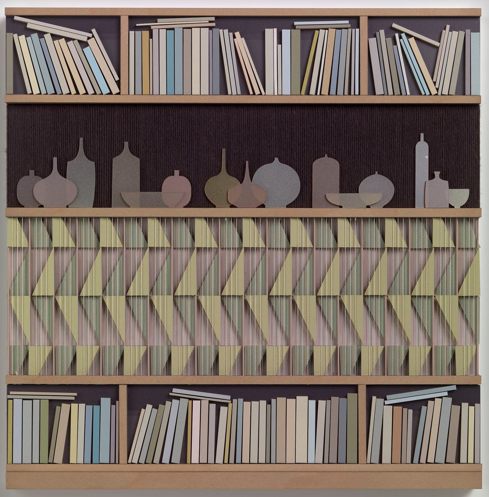 Lucy Williams, Bookcase (with abstract assemblage) #2, 2025