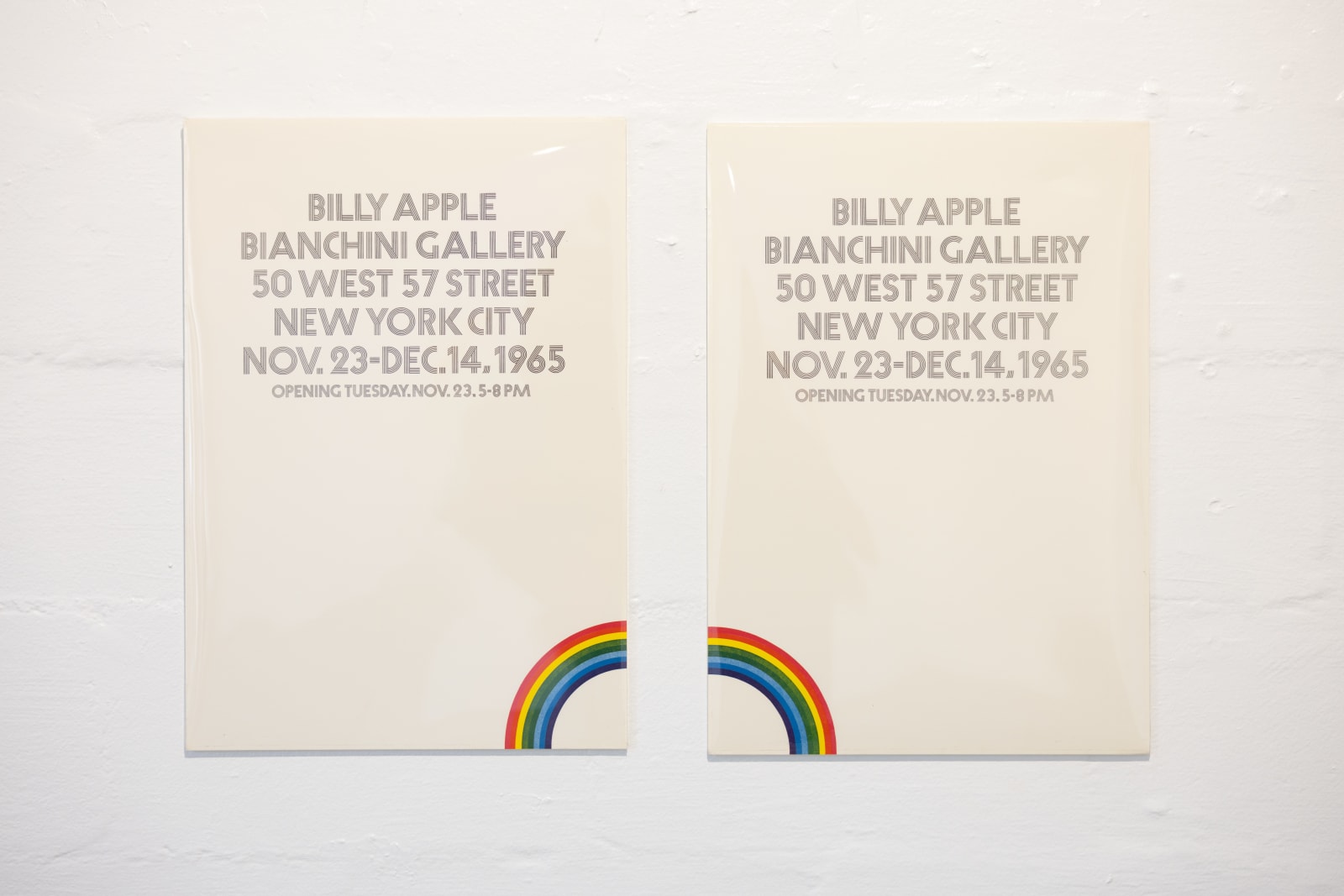 Billy Apple, Billy Apple Bianchini Gallery 50 West 57 Street New York City Nov.23–DEC.14, 1965 (Left & Right), 1965, 1965