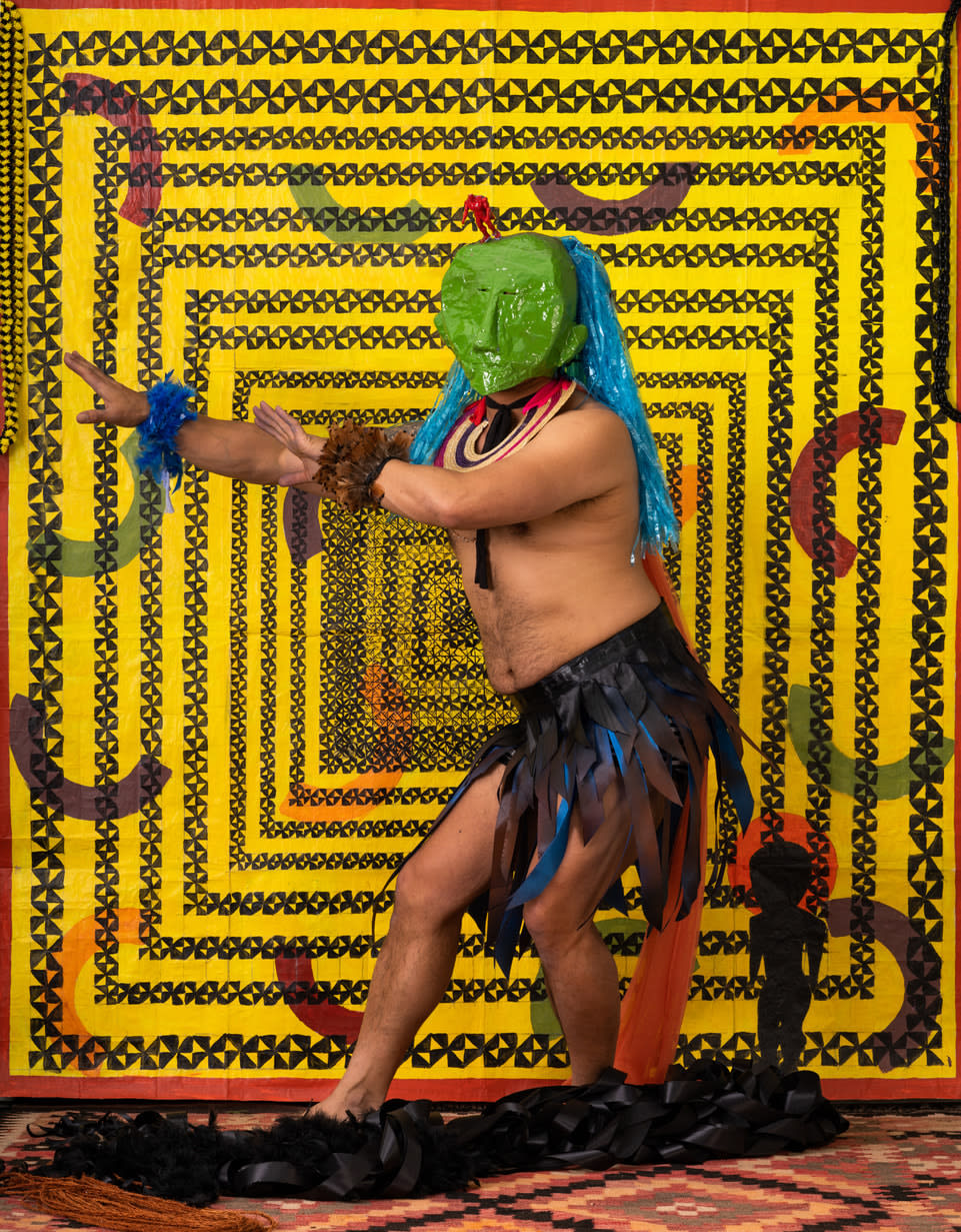Telly Tuita, Diaspora's Children - Green Mask Dancing, 2022