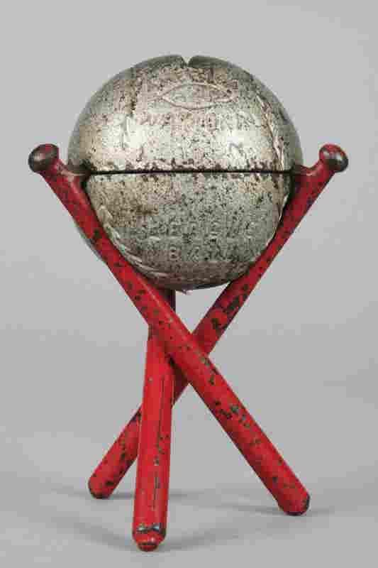 BANKS, BASEBALL ON THREE BATS STILL BANK, circa 1914