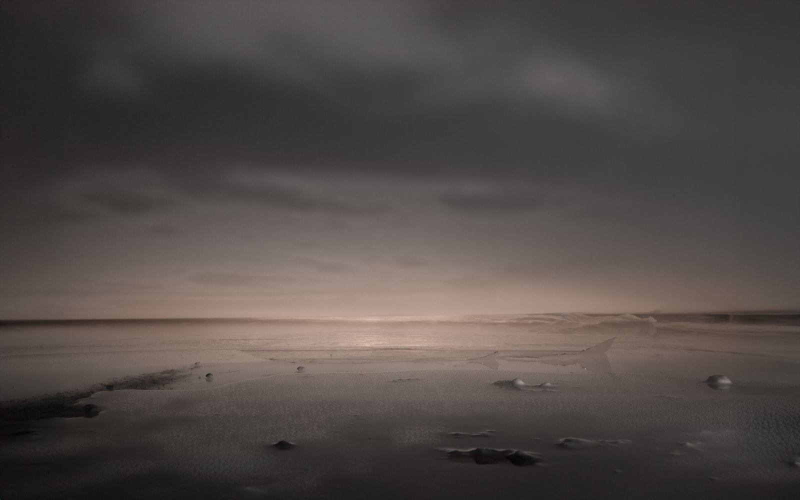 Rosie Hastie, Monochrome serenity: rocks, clouds, and ocean harmony, 2024