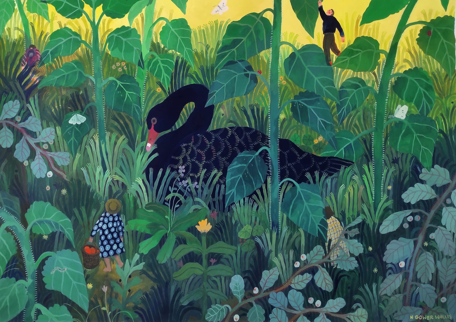 Nicola Gower Wallis, Swan in the Veggie Patch, 2021