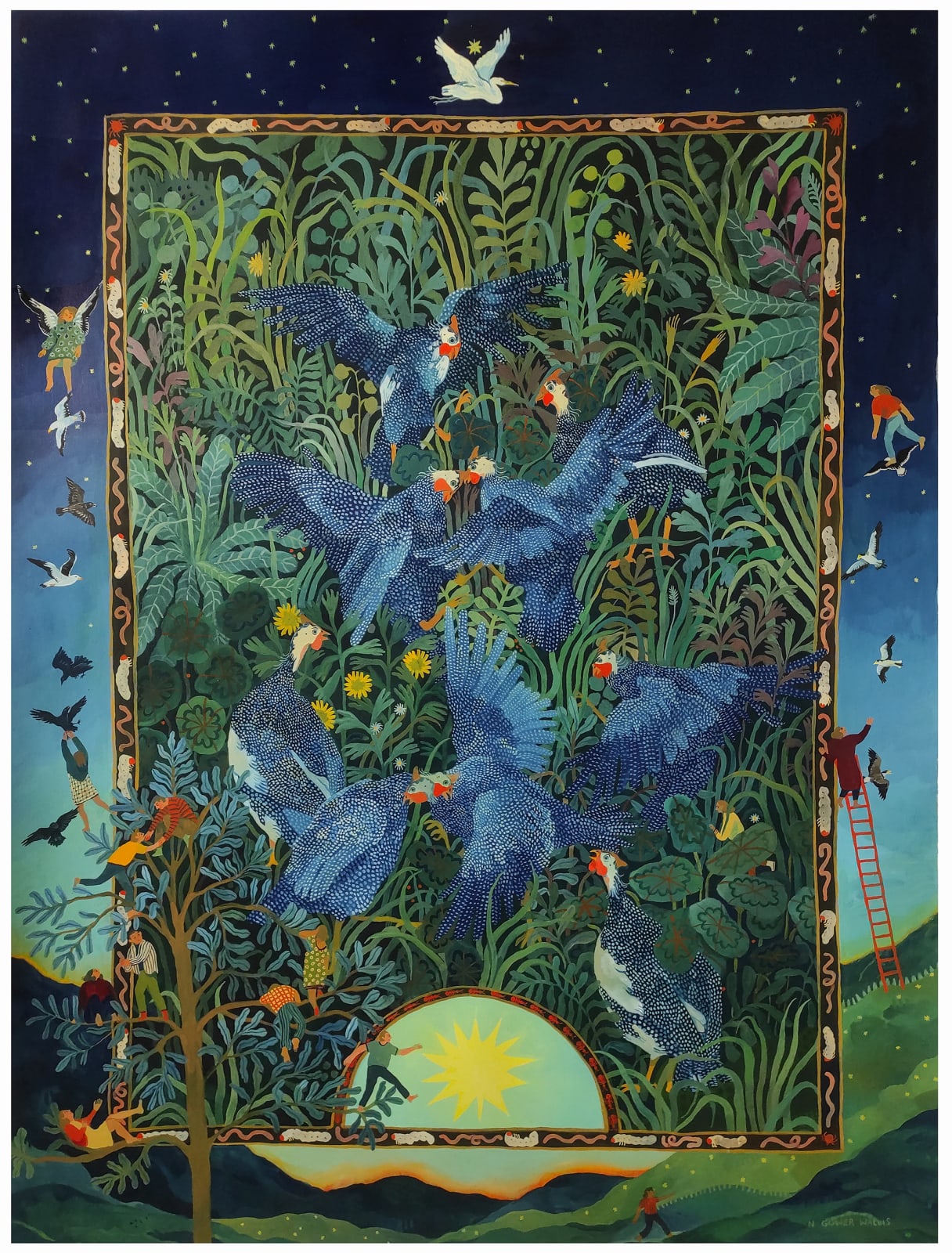 Nicola Gower Wallis, Guinea Fowl Punch Up, 2022