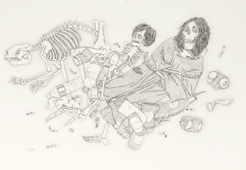 Tom O'Hern, Bone Bed 7 (woman and child with short-faced kangaroo), 2009