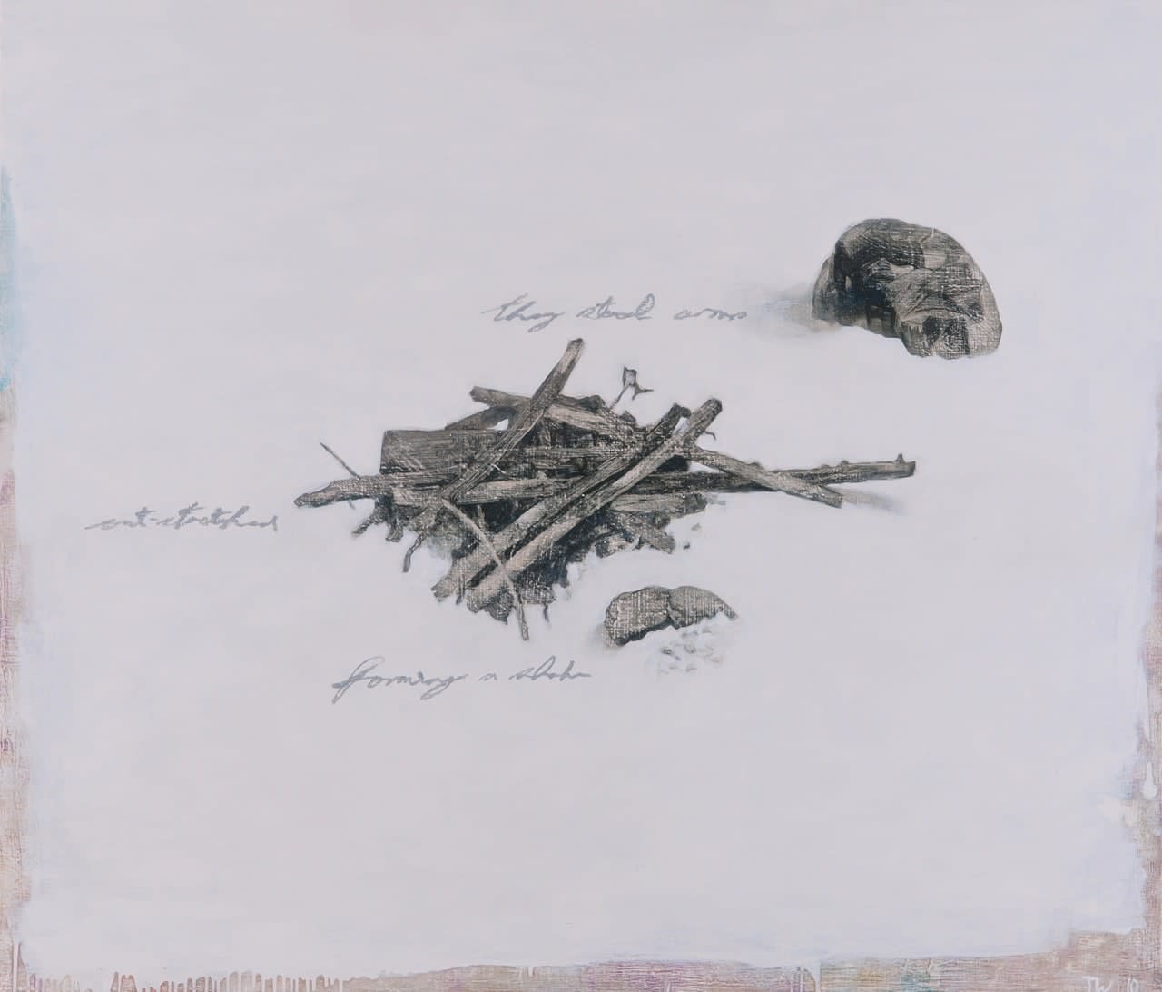 Thornton Walker, Composition with fire, wood & rocks, 2010