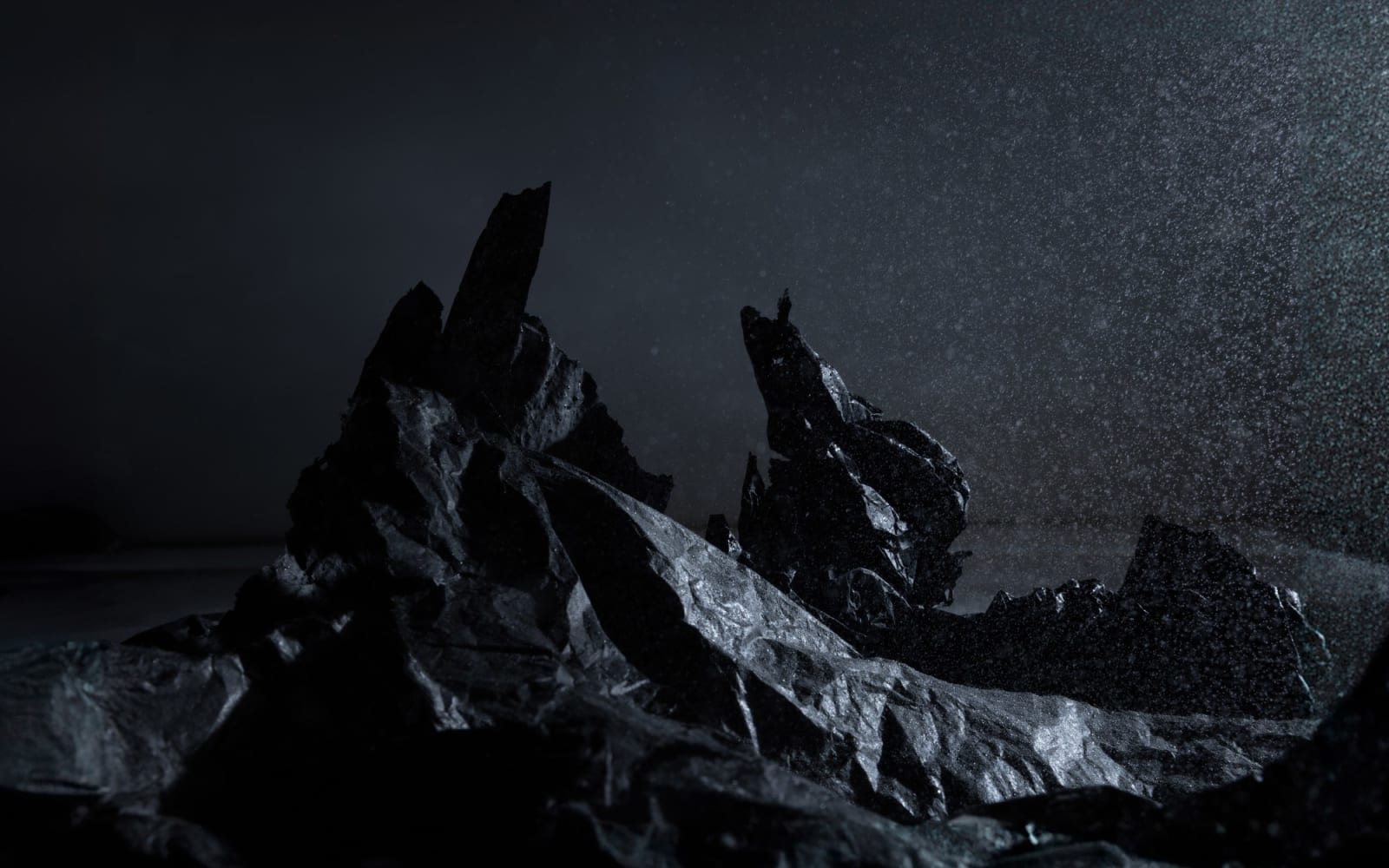 Rosie Hastie, Shadowed peaks: a snow-covered mountain at dusk, 2024