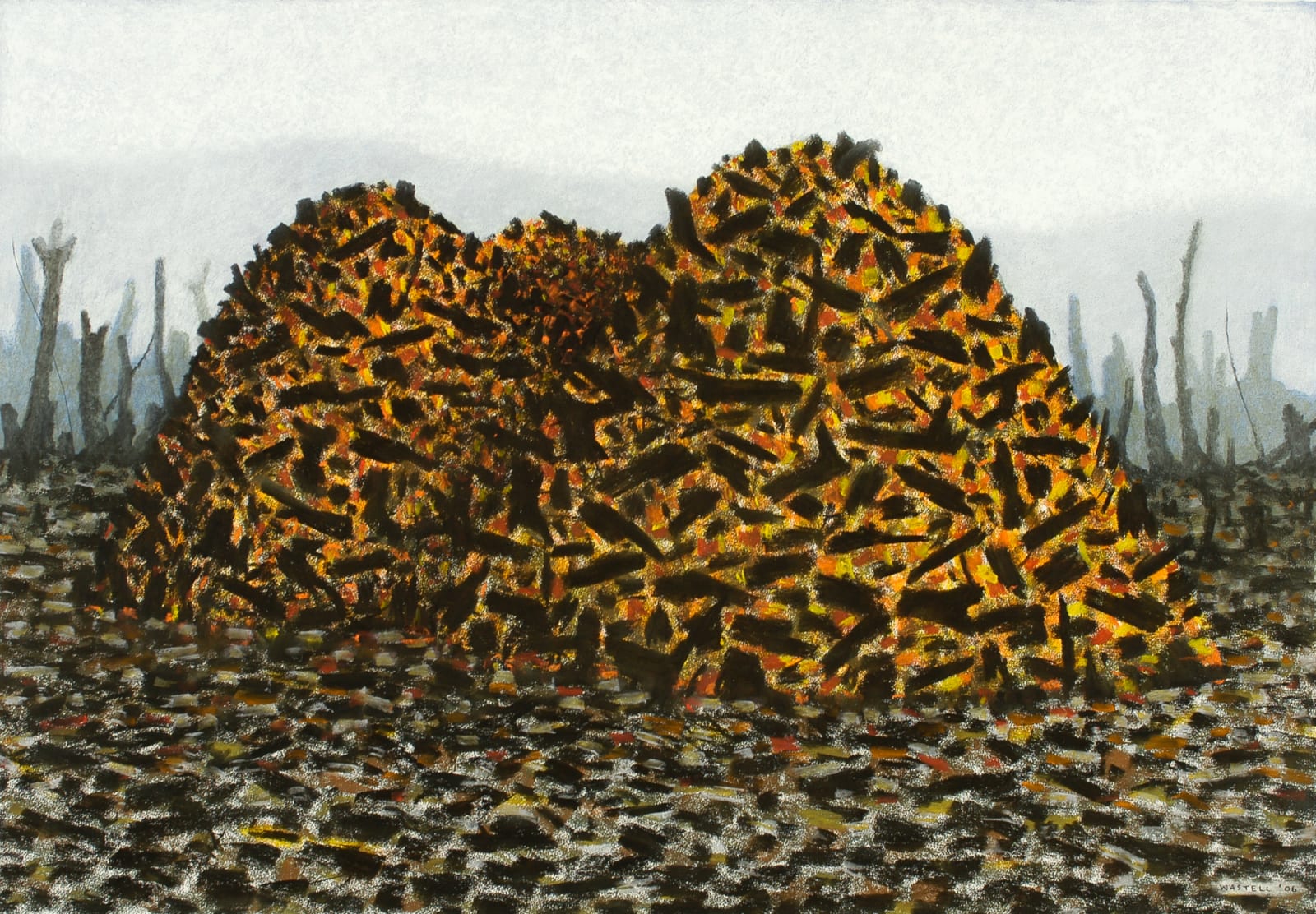 Richard Wastell, Mounds of ash, charcoal and mud, 2006