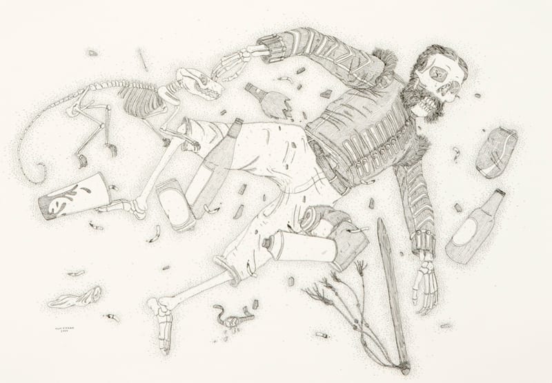 Tom O'Hern, Bone Bed 6 (man with possum), 2009