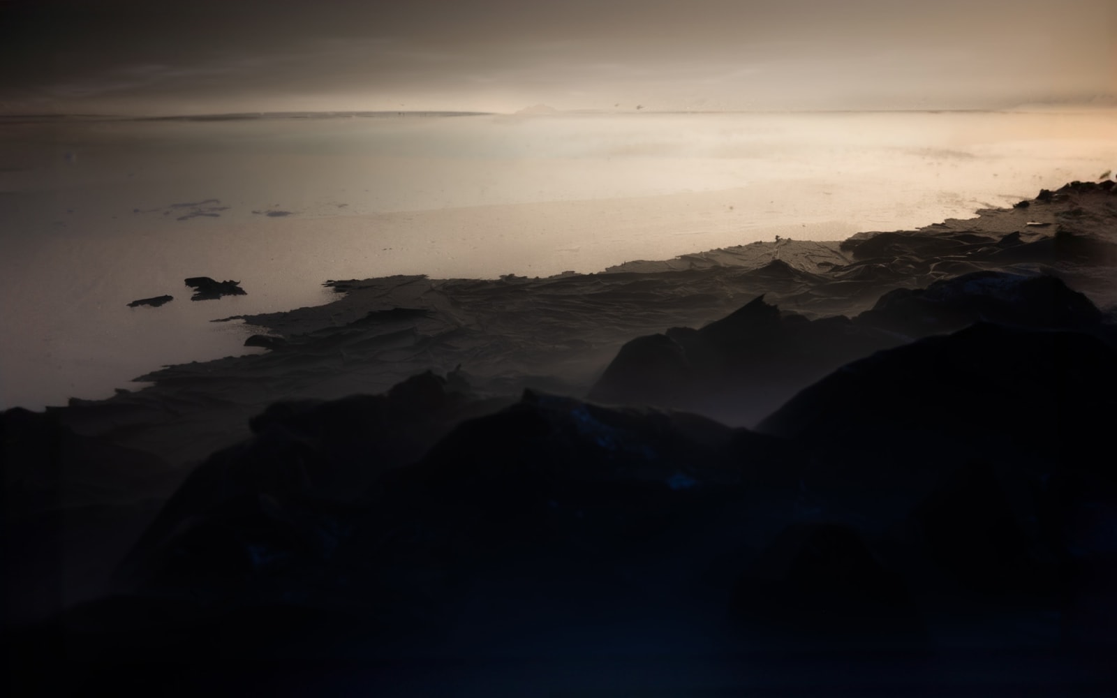 Rosie Hastie, Ocean's edge reverie: mountains, mist, and sunset serenity, 2024