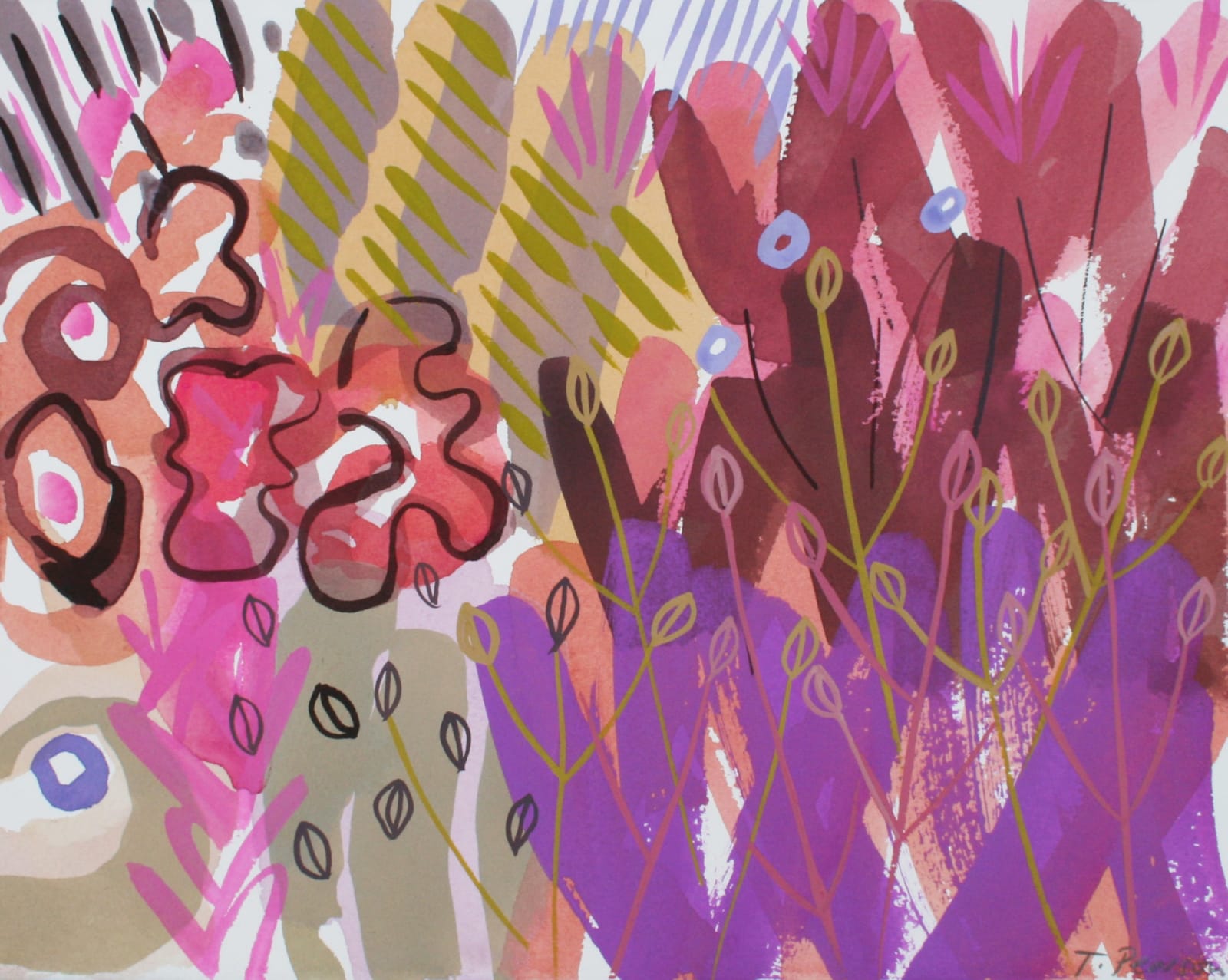 Tessa Pearson ARWS , Pink Seedhead Stripe